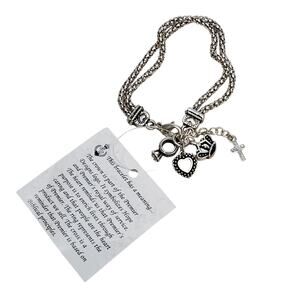 NWT Premier Designs Silver Tone Hostess Charm Bracelet Heart, Crown Cross Ring